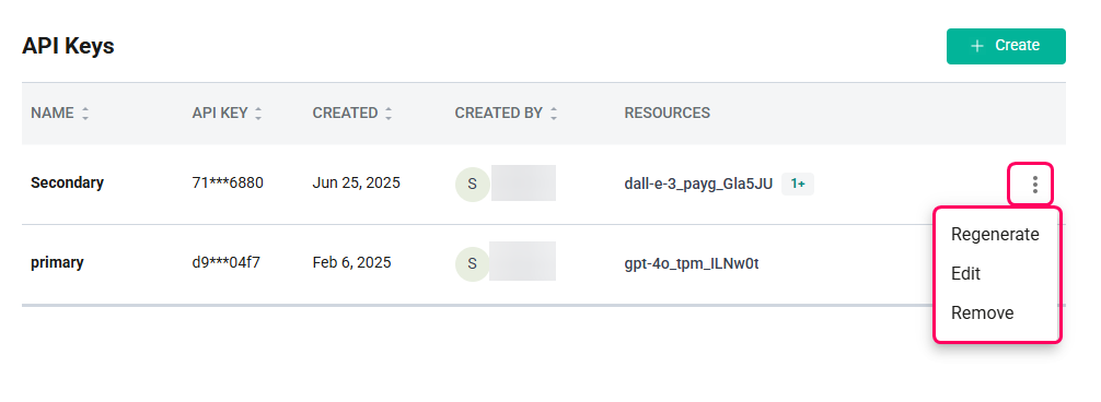 Manage API Keys
