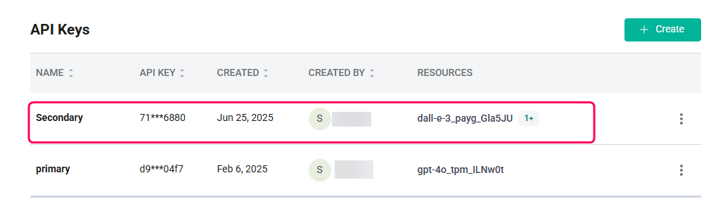 Manage API Keys