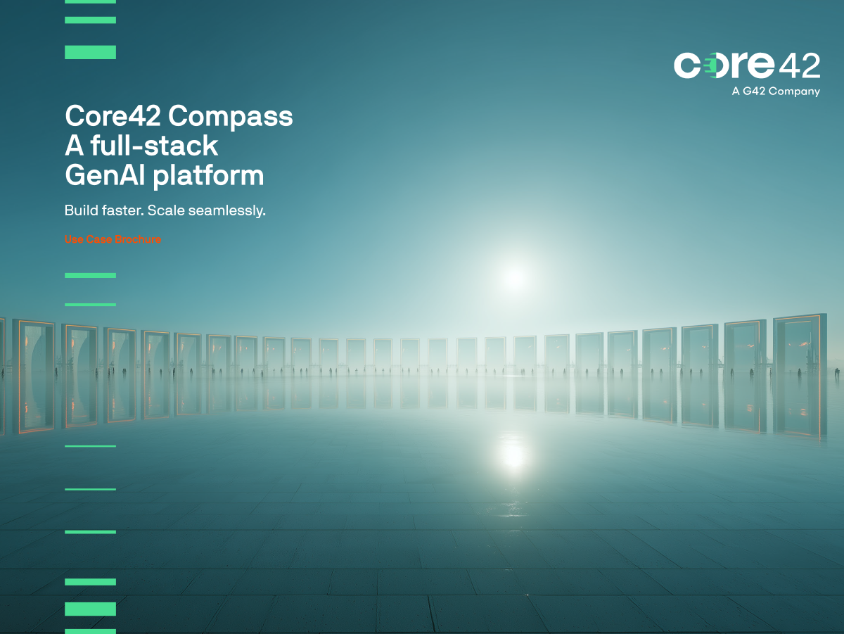 Core42 Compass — A full-stack GenAI platform: build faster, scale seamlessly. Use Case Brochure cover.
